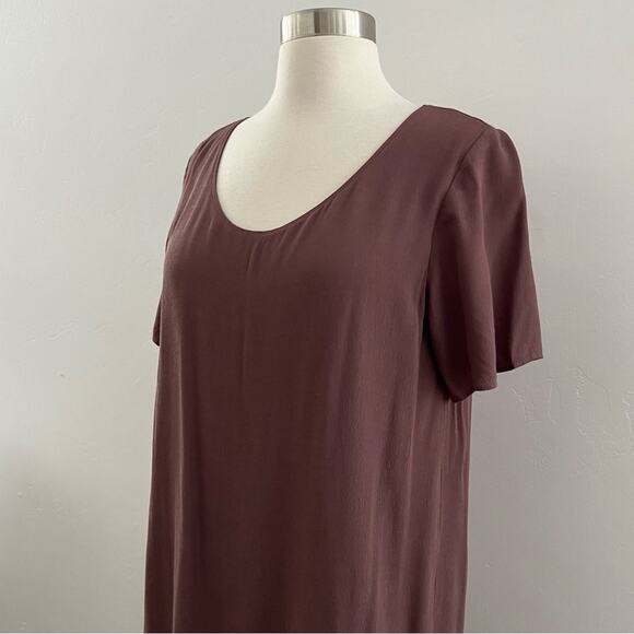 Aritzia Wilfred Free Teigen Crepe Mini Dress Casual Minimalist Mauve Brown Small - Picture 5 of 11